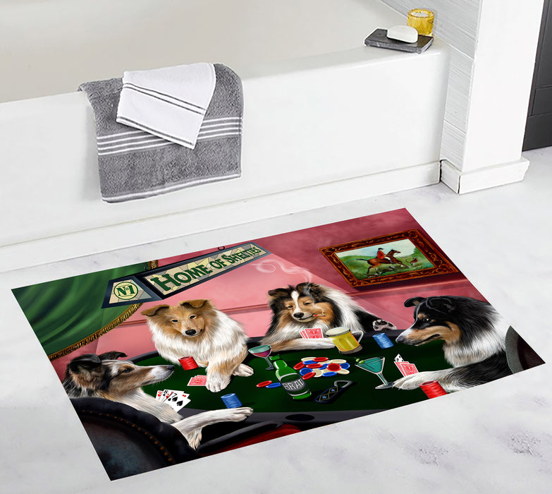 Home of  Sheltie Dogs Playing Poker Bath Mat