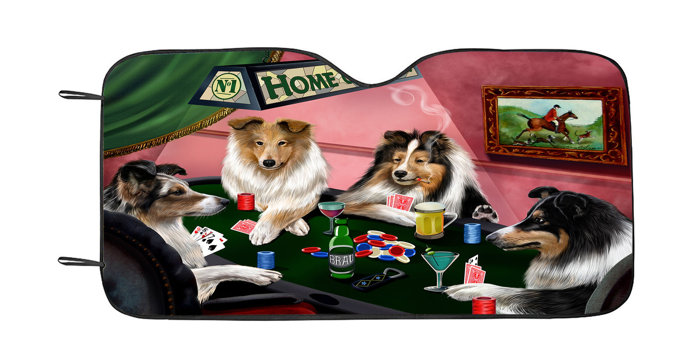 Home of  Sheltie Dogs Playing Poker Car Sun Shade