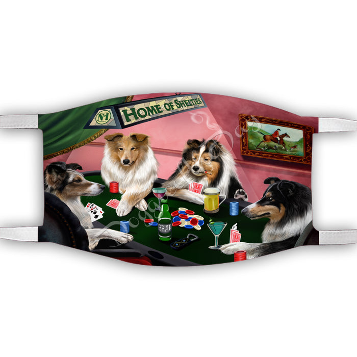Home of Sheltie Dogs Playing Poker Face Mask FM49821