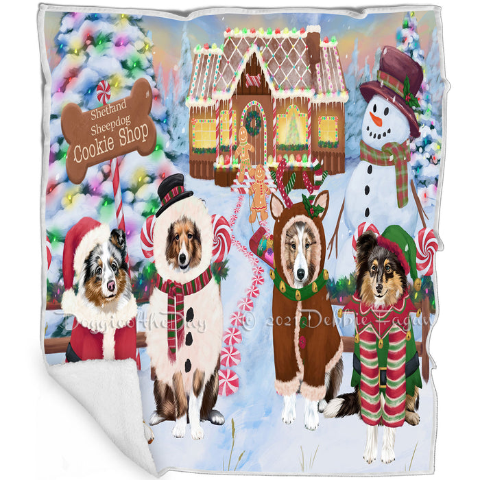 Holiday Gingerbread Cookie Shop Shetland Sheepdogs Blanket BLNKT128991