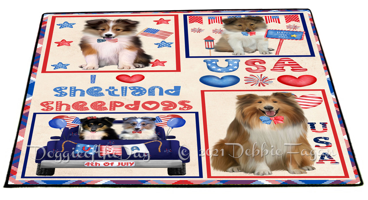 4th of July Independence Day I Love USA Shetland Sheepdogs Floormat FLMS56320 Floormat FLMS56320