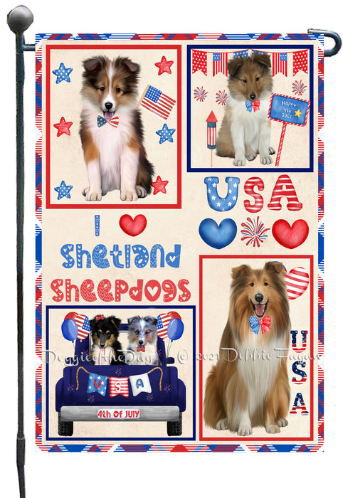 4th of July Independence Day I Love USA Shetland Sheepdogs Garden Flag GFLG66938