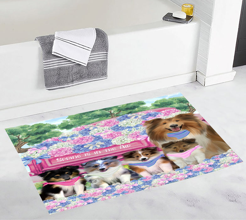 Shetland Sheepdog Bath Mat: Explore a Variety of Designs, Personalized, Anti-Slip Bathroom Halloween Rug Mats, Custom, Pet Gift for Dog Lovers