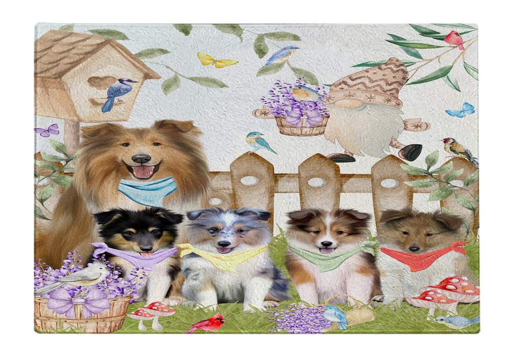 Shetland Sheepdog Cutting Board, Explore a Variety of Designs, Custom, Personalized, Kitchen Tempered Glass Chopping Meats, Vegetables, Dog Gift for Pet Lovers