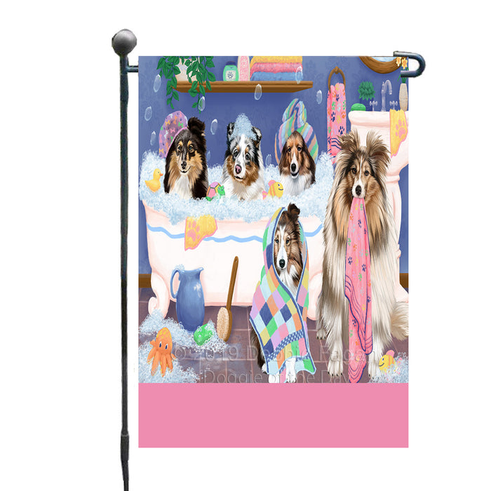 Personalized Rub A Dub Dogs In A Tub Shetland Sheepdogs Custom Garden Flag GFLG64908