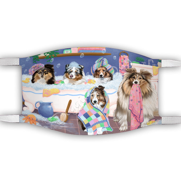 Rub A Dub Dogs In A Tub  Shetland Sheepdogs Face Mask FM49539
