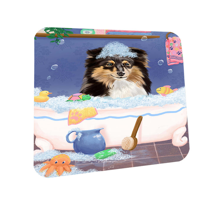 Rub A Dub Dog In A Tub Shetland Sheepdog Coasters Set of 4 CST57401