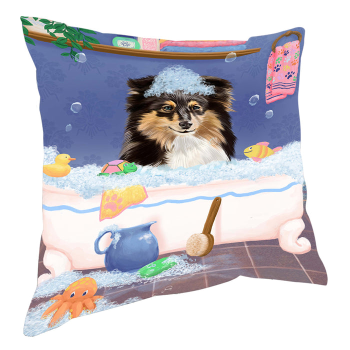 Rub A Dub Dog In A Tub Shetland Sheepdog Pillow with Top Quality High-Resolution Images - Ultra Soft Pet Pillows for Sleeping - Reversible & Comfort - Ideal Gift for Dog Lover - Cushion for Sofa Couch Bed - 100% Polyester, PILA90784