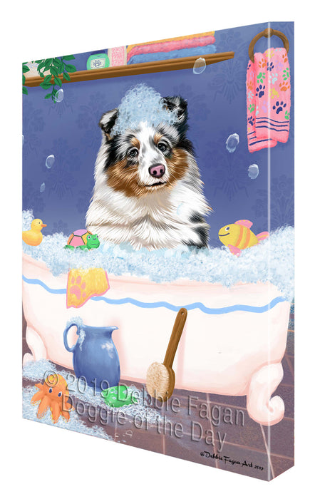 Rub A Dub Dog In A Tub Shetland Sheepdog Canvas Print Wall Art Décor CVS143504