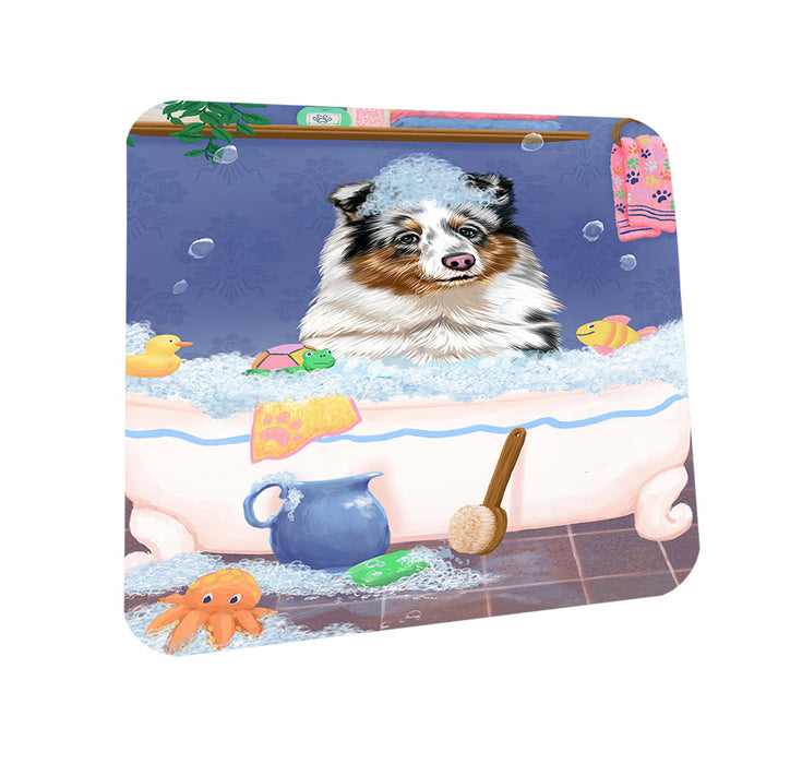 Rub A Dub Dog In A Tub Shetland Sheepdog Coasters Set of 4 CST57402