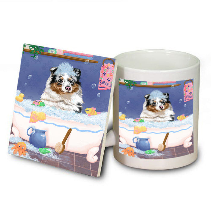 Rub A Dub Dog In A Tub Shetland Sheepdog Mug and Coaster Set MUC57436