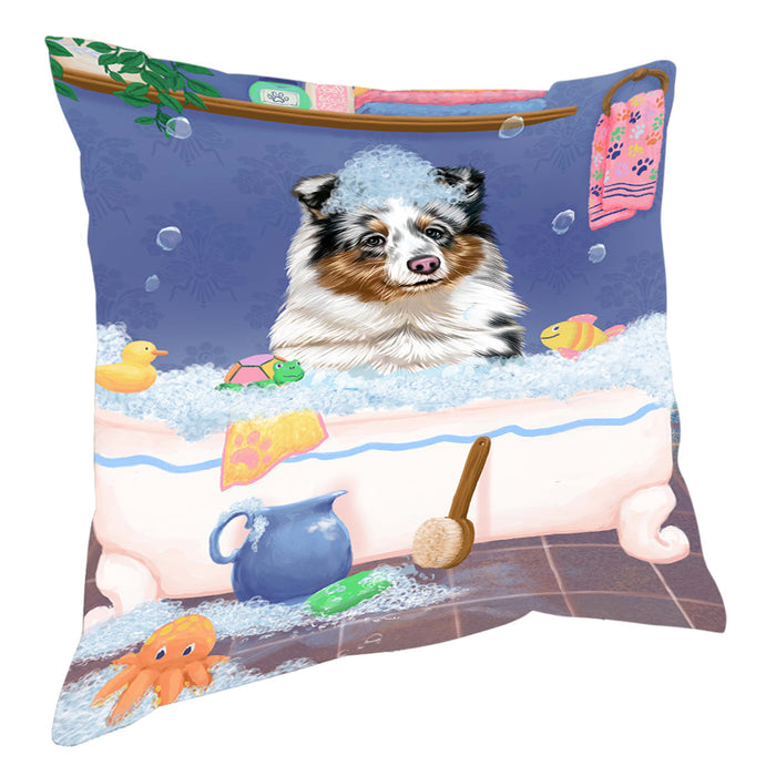 Rub A Dub Dog In A Tub Shetland Sheepdog Pillow with Top Quality High-Resolution Images - Ultra Soft Pet Pillows for Sleeping - Reversible & Comfort - Ideal Gift for Dog Lover - Cushion for Sofa Couch Bed - 100% Polyester, PILA90787