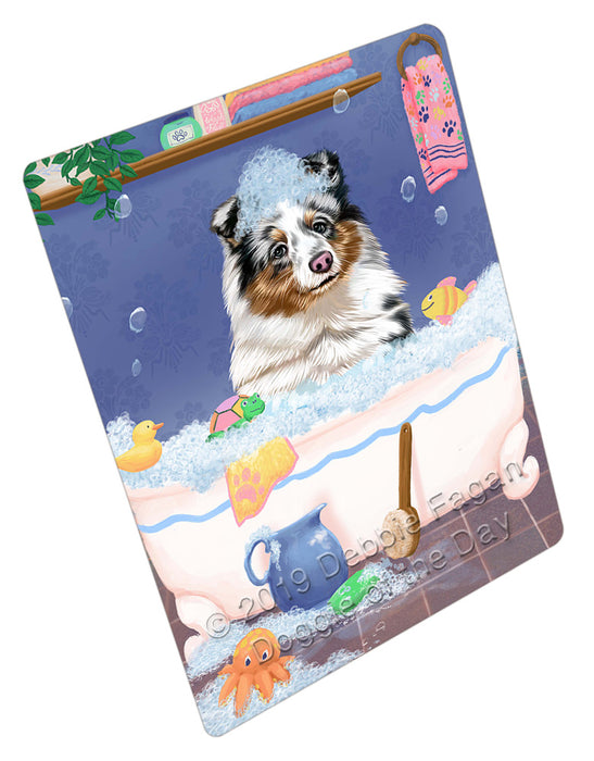 Rub A Dub Dog In A Tub Shetland Sheepdog Cutting Board - For Kitchen - Scratch & Stain Resistant - Designed To Stay In Place - Easy To Clean By Hand - Perfect for Chopping Meats, Vegetables, CA81854