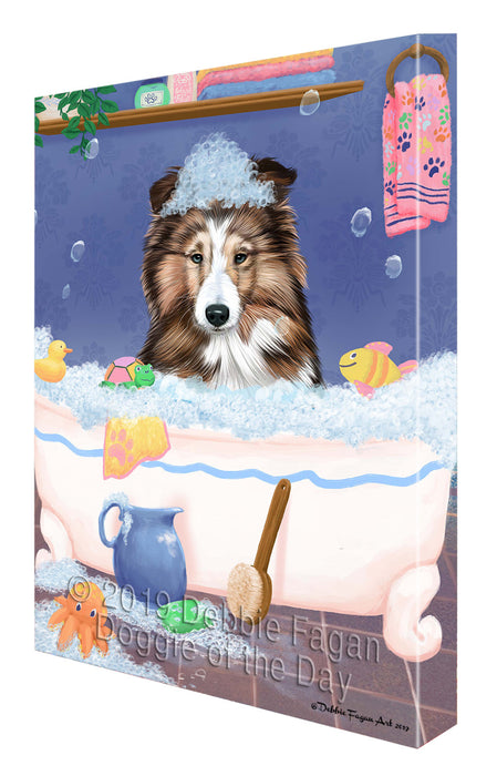Rub A Dub Dog In A Tub Shetland Sheepdog Canvas Print Wall Art Décor CVS143513