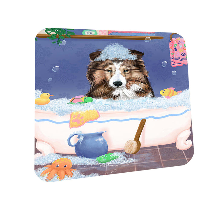 Rub A Dub Dog In A Tub Shetland Sheepdog Coasters Set of 4 CST57403