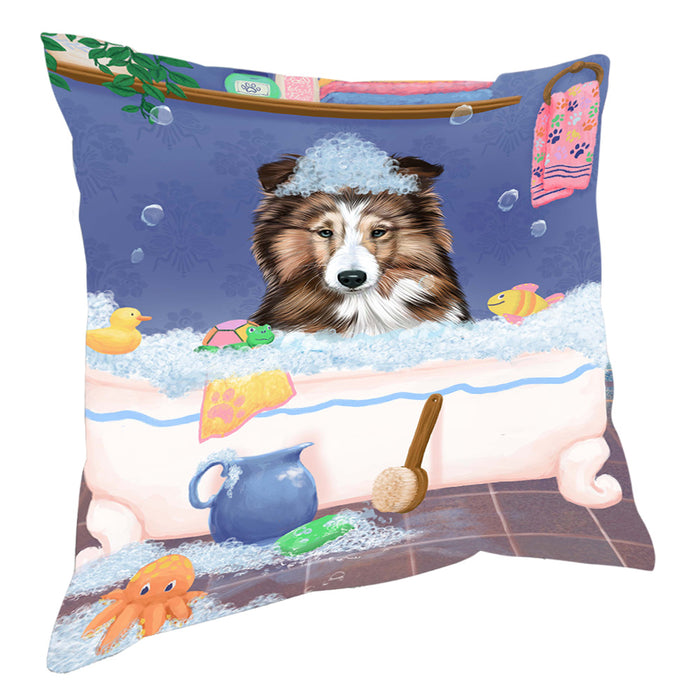 Rub A Dub Dog In A Tub Shetland Sheepdog Pillow with Top Quality High-Resolution Images - Ultra Soft Pet Pillows for Sleeping - Reversible & Comfort - Ideal Gift for Dog Lover - Cushion for Sofa Couch Bed - 100% Polyester, PILA90790