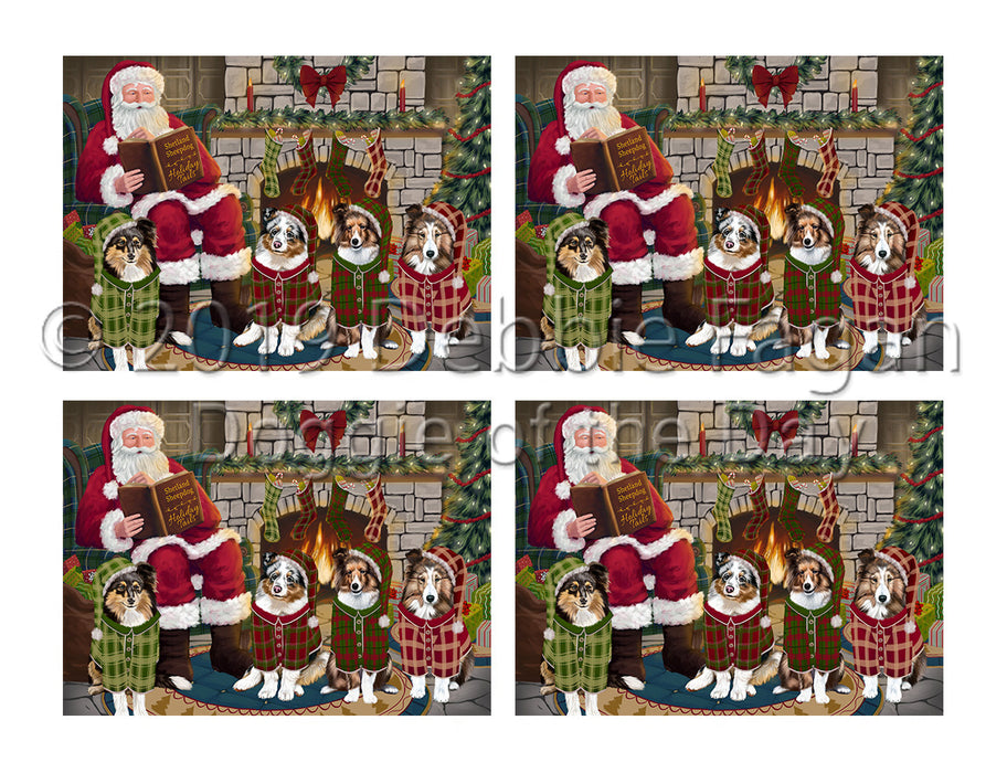 Christmas Cozy Holiday Fire Tails Shetland Sheepdogs Placemat