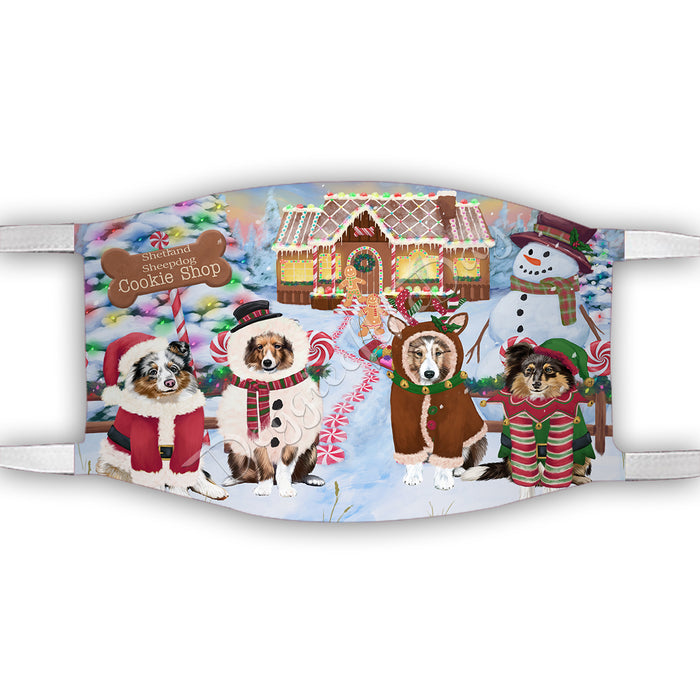 Holiday Gingerbread Cookie Shetland Sheepdogs Shop Face Mask FM48930