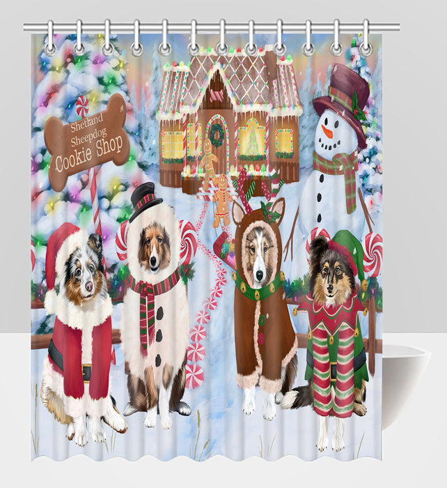 Holiday Gingerbread Cookie Shetland Sheepdogs Shower Curtain