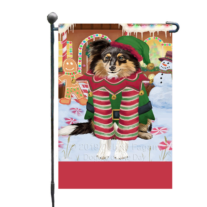 Personalized Gingerbread Candyfest Shetland Sheepdog Custom Garden Flag GFLG64170