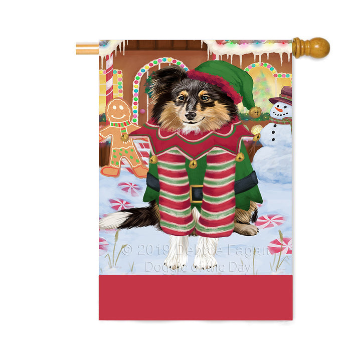 Personalized Gingerbread Candyfest Shetland Sheepdog Custom House Flag FLG63953