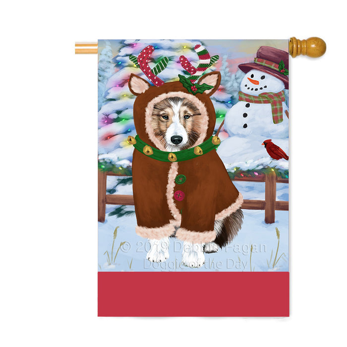 Personalized Gingerbread Candyfest Shetland Sheepdog Custom House Flag FLG63954