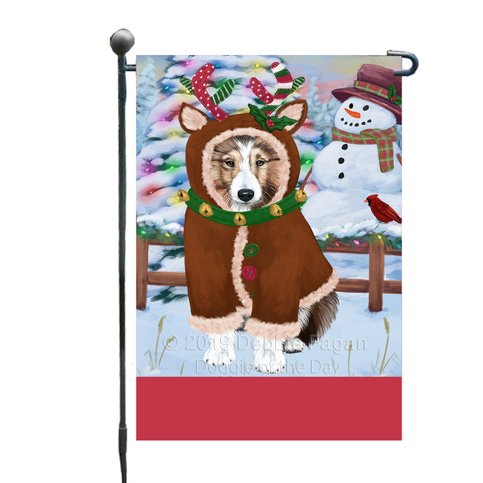 Personalized Gingerbread Candyfest Shetland Sheepdog Custom Garden Flag GFLG64171