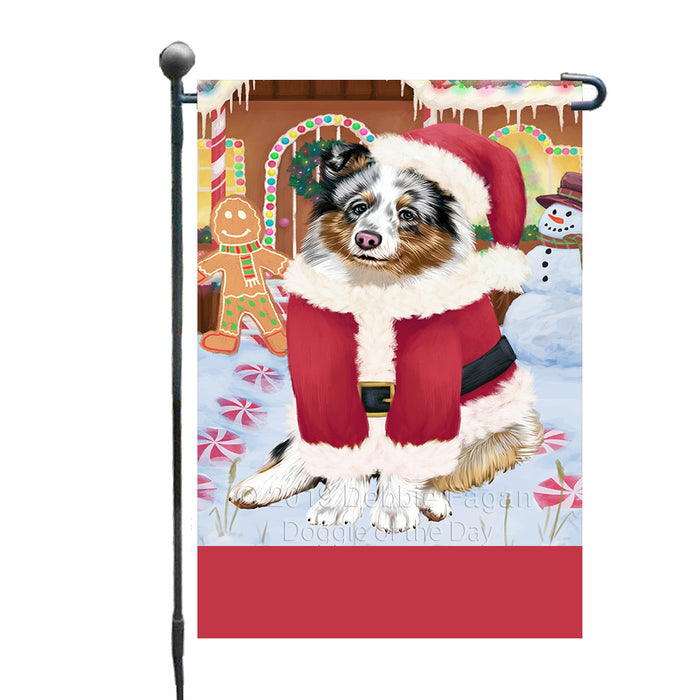 Personalized Gingerbread Candyfest Shetland Sheepdog Custom Garden Flag GFLG64172