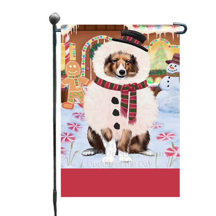 Personalized Gingerbread Candyfest Shetland Sheepdog Custom Garden Flag GFLG64173