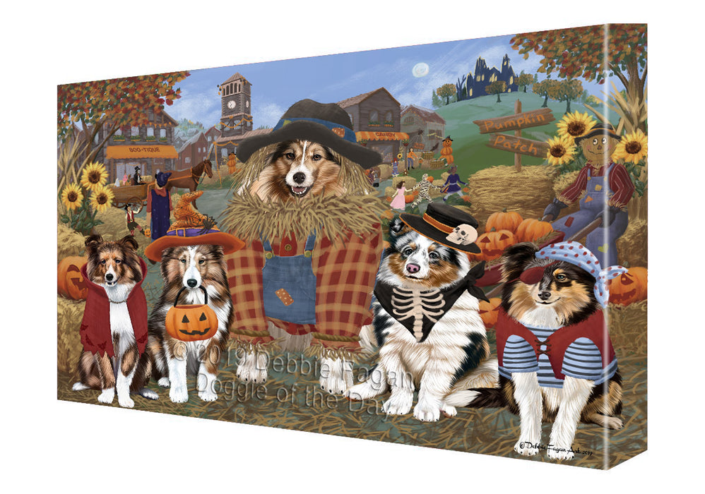 Halloween 'Round Town Shetland Sheepdogs Canvas Print Wall Art Décor CVS143981
