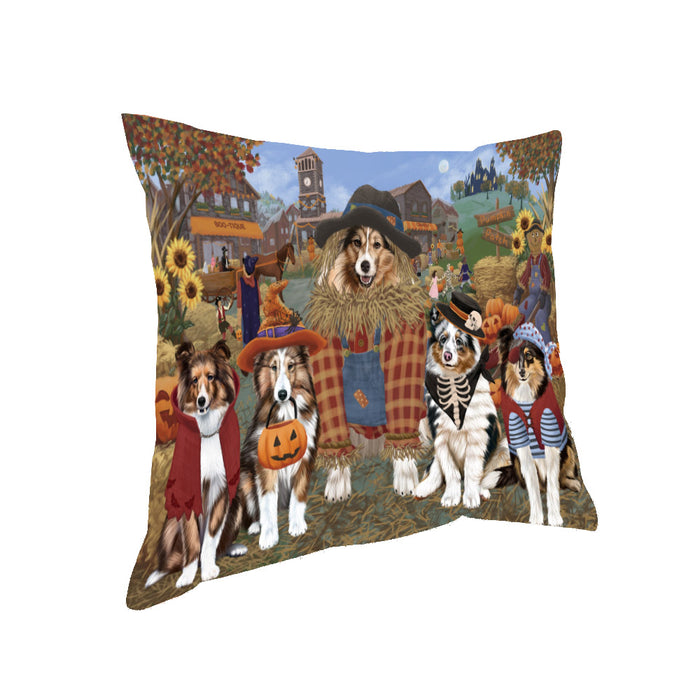 Halloween 'Round Town Shetland Sheepdogs Pillow PIL85160
