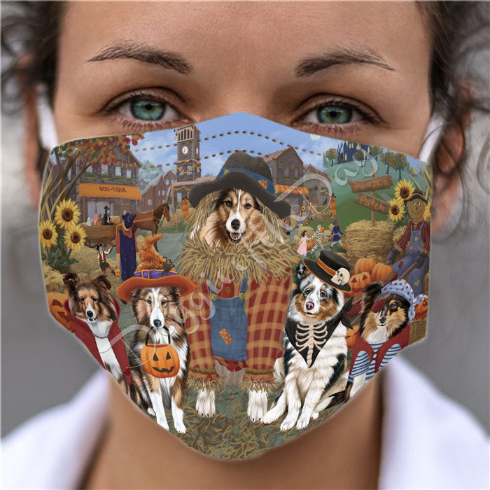 Halloween 'Round Town Shetland Sheepdogs Face Mask FM49989