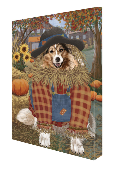 Fall Pumpkin Scarecrow Shetland Sheepdogs Canvas Print Wall Art Décor CVS144530