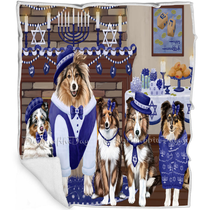 Happy Hanukkah Shetland Sheepdogs Blanket BLNKT144043