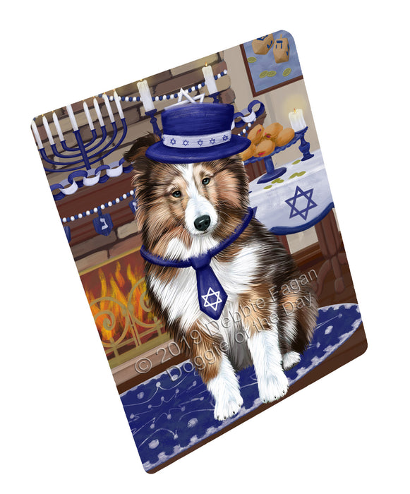 Happy Hanukkah Shetland Sheepdog Cutting Board - For Kitchen - Scratch & Stain Resistant - Designed To Stay In Place - Easy To Clean By Hand - Perfect for Chopping Meats, Vegetables