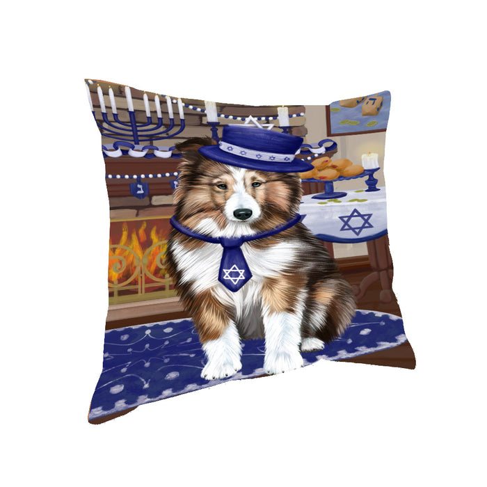 Happy Hanukkah Shetland Sheepdog Pillow PIL85524
