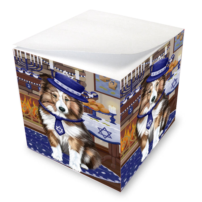 Happy Hanukkah Family Shetland Sheepdogs Note Cube NOC-DOTD-A57651