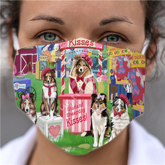 Carnival Kissing Booth Shetland Sheepdogs Face Mask FM48080