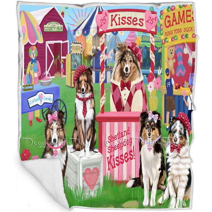 Carnival Kissing Booth Shetland Sheepdogs Blanket BLNKT122745
