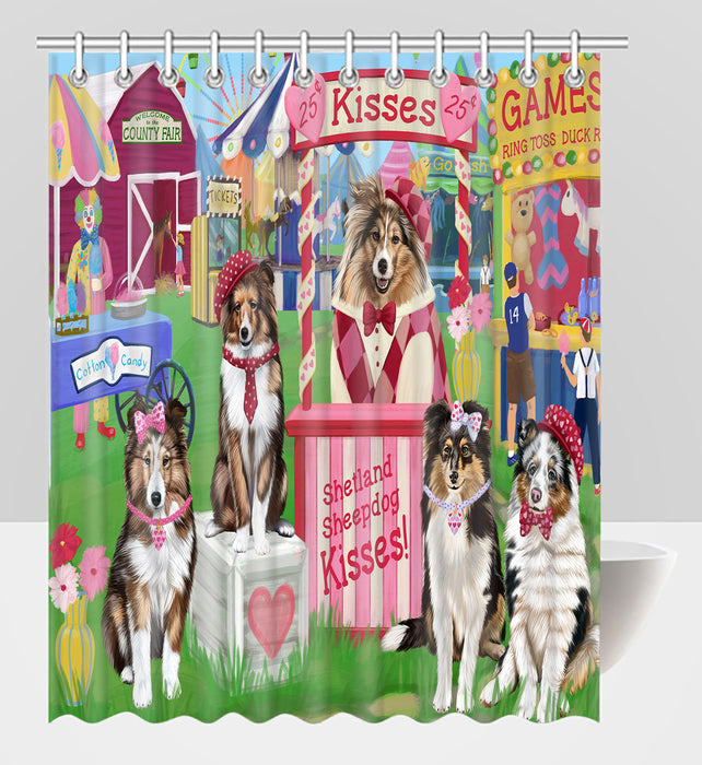 Carnival Kissing Booth Shetland Sheepdogs Shower Curtain