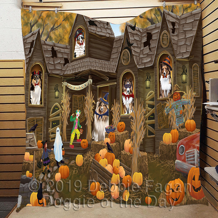 Haunted House Halloween Trick or Treat Shetland Sheepdogs Quilt
