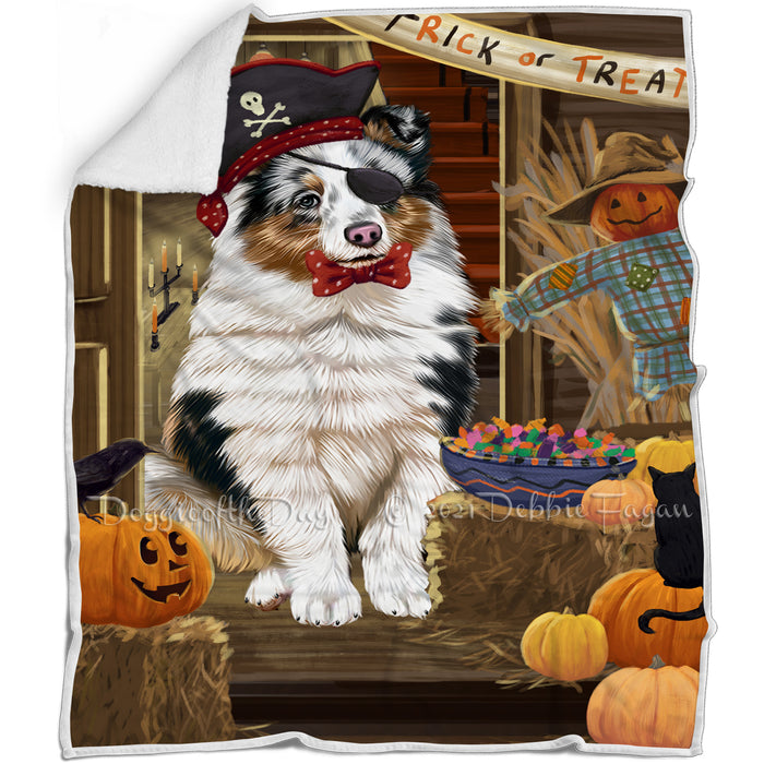 Enter at Own Risk Trick or Treat Halloween Shetland Sheepdog Blanket BLNKT96870