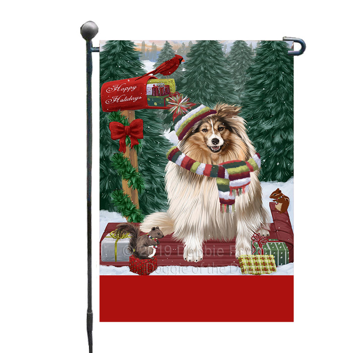 Personalized Merry Christmas Woodland Sled  Shetland Sheepdog Custom Garden Flags GFLG-DOTD-A61685