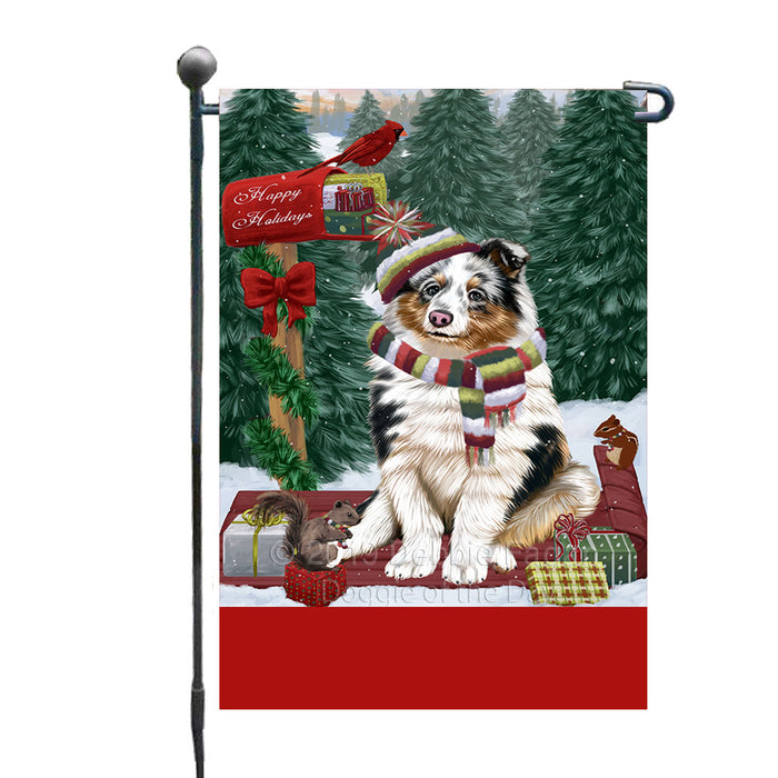 Personalized Merry Christmas Woodland Sled  Shetland Sheepdog Custom Garden Flags GFLG-DOTD-A61688