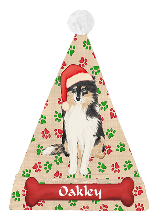 Pet Name Personalized Christmas Paw Print Shar Pei Dogs Santa Hat