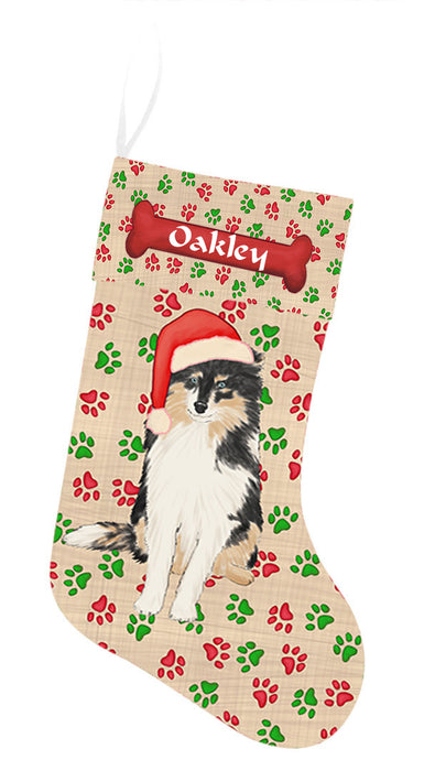 Pet Name Personalized Christmas Paw Print Shar Pei Dogs Stocking