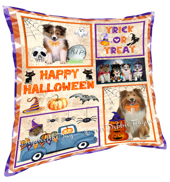 Happy Halloween Trick or Treat Shetland Sheepdogs Pillow with Top Quality High-Resolution Images - Ultra Soft Pet Pillows for Sleeping - Reversible & Comfort - Ideal Gift for Dog Lover - Cushion for Sofa Couch Bed - 100% Polyester, PILA88366