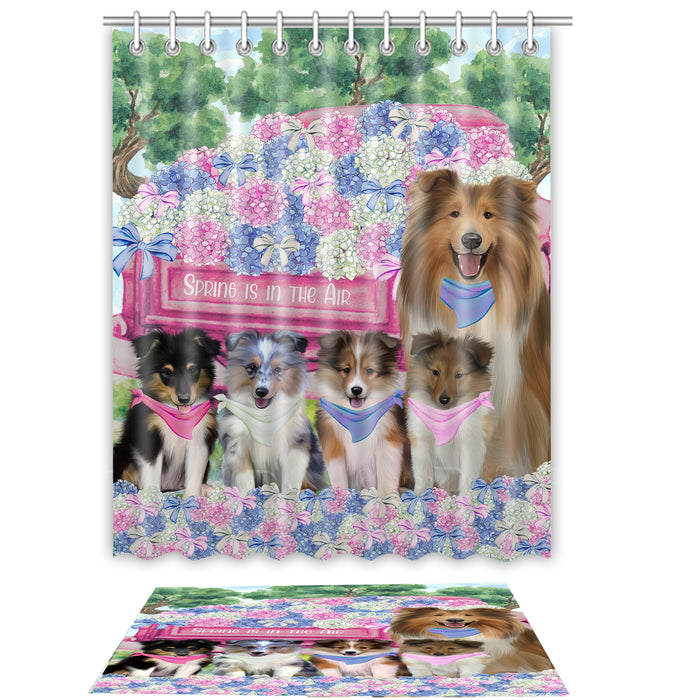 Shetland Sheepdog Shower Curtain with Bath Mat Set, Custom, Curtains and Rug Combo for Bathroom Decor, Personalized, Explore a Variety of Designs, Dog Lover's Gifts