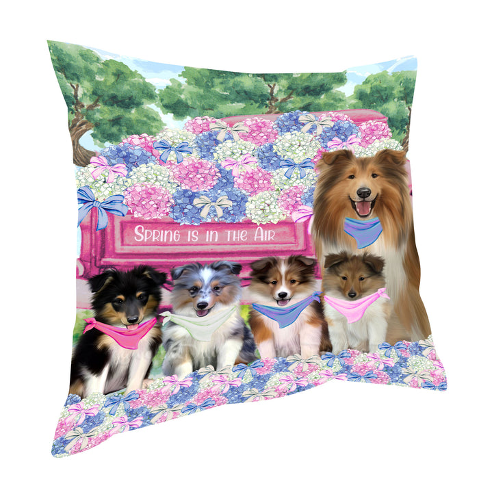 Shetland Sheepdog Throw Pillow: Explore a Variety of Designs, Cushion Pillows for Sofa Couch Bed, Personalized, Custom, Dog Lover's Gifts