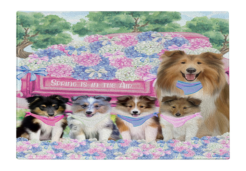 Shetland Sheepdog Cutting Board: Explore a Variety of Designs, Personalized, Custom, Kitchen Tempered Glass Scratch and Stain Resistant, Halloween Gift for Pet and Dog Lovers